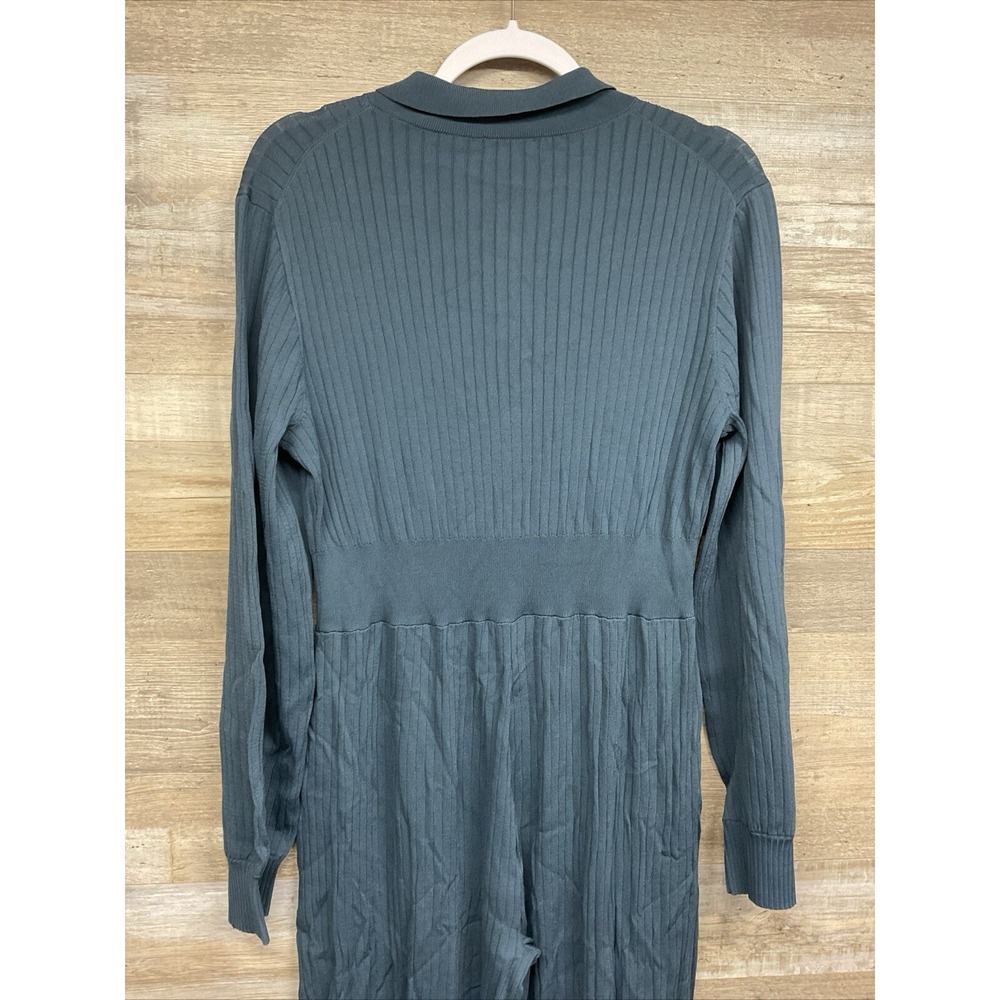 J. Crew Ribbed Knit Casual Comfort Cropped Jumpsuit in Dark Teal Size XL NEW - Picture 5 of 13